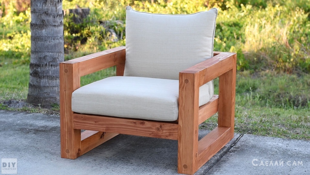 Сделай сам: кресло из дерева с подлокотниками