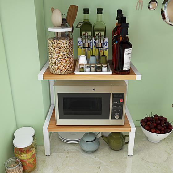 Удобная и стильная напольная этажерка для микроволновки на кухне