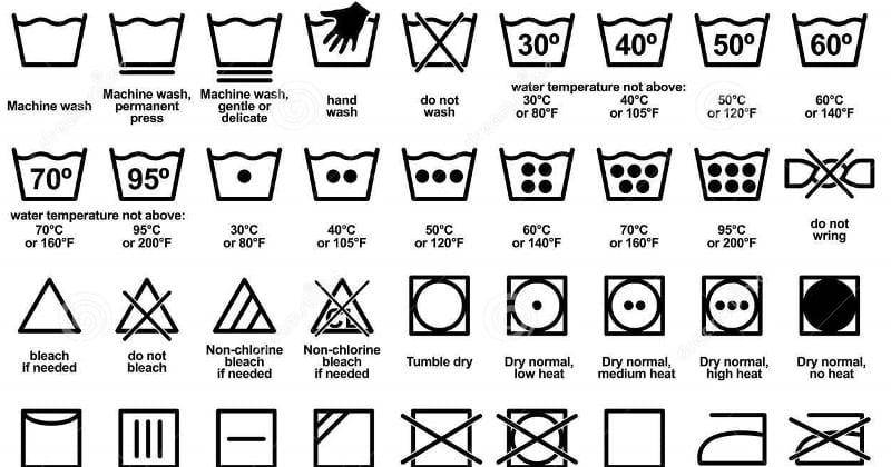 Значки на одежде: понимаем, как мыть и гладить